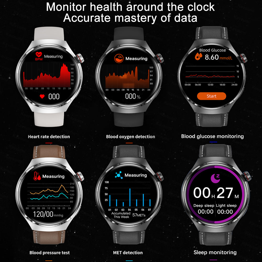 Premium Smartwatch für Männer | Uhr 4 Pro mit AMOLED HD Bildschirm Bluetooth Anruf, GPS Herzfrequenzmessung