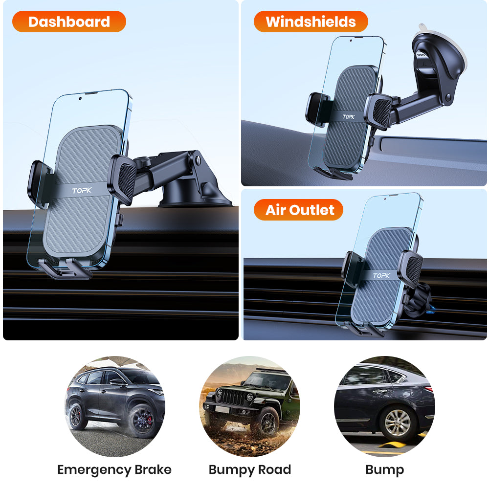 Premium Universal Car Phone Holder with Hook Clip, Vent Mount, 360° Rotation | Phone Holder for Car, Compatible with Smartphones, Apple iPhone, Samsung, iOS & Android | Limited Edition