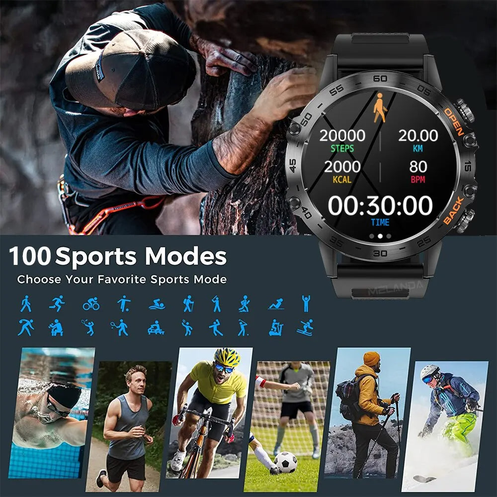 Luxus 1.39" Bluetooth Anruf Smartwatch Männer Sport Fitness Uhren | IP68 Wasserdichte Smartwatch für Xiaomi Android iOS K52