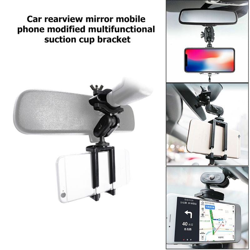 Premium 3-in-1 Adjustable Car Phone Holder for Smartphones, Apple iPhone, Samsung, iOS &amp; Android | Dashboard, Rearview Mirror & Sun Visor Mount - Lightweight & Universal for 3-7 inch Phones