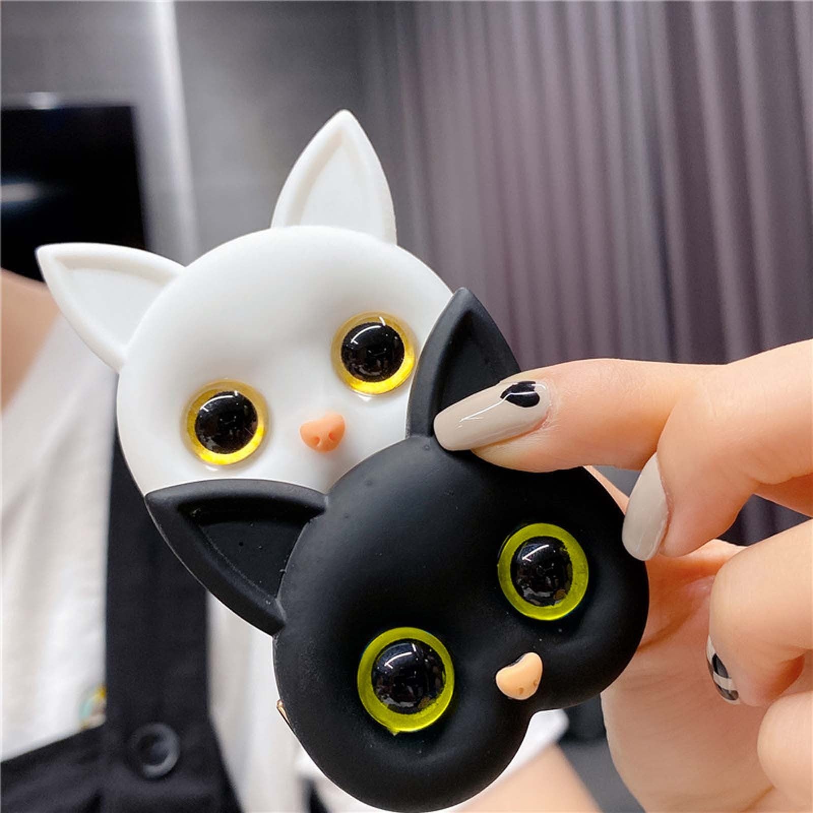 Luxury Air Sac Phone Holder Griptok with Kawaii 3D Cat Handy Finger Ring | Stand Grip Tok Handy Accessory for Smartphones, Apple iPhone, Samsung, iOS & Android | Stylish Phone Ring Holder