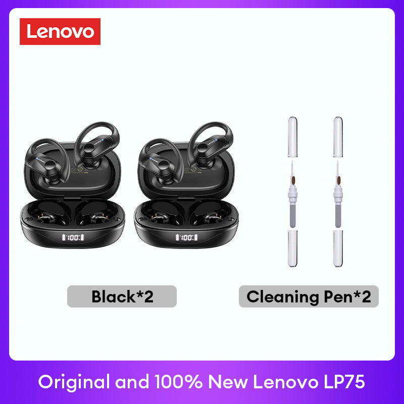 Lenovo LP75 Premium Bluetooth 5.3 Headphones TWS Wireless Sport LED Digital Display HiFi Stereo Noise Cancelling Gaming Earbuds | Limited Edition