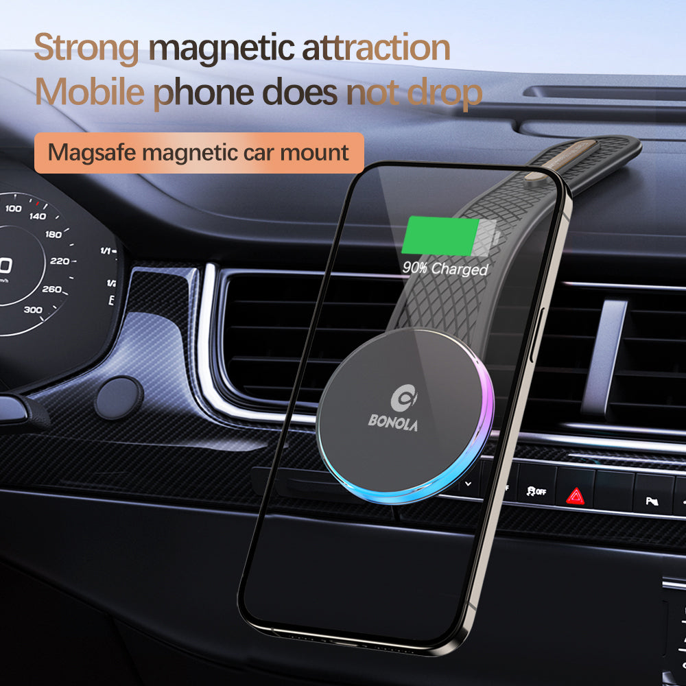 Premium Magnetic Car Phone Holder and Wireless Charger - for Smartphones, Apple iPhone, Samsung, iOS & Android