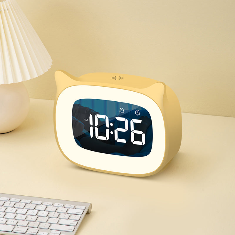 Premium Wiederaufladbarer Digitaler Wecker mit Nachtlicht Touch Snooze Always-On Display Desktop Tischuhr 12/24h Dual Alarm