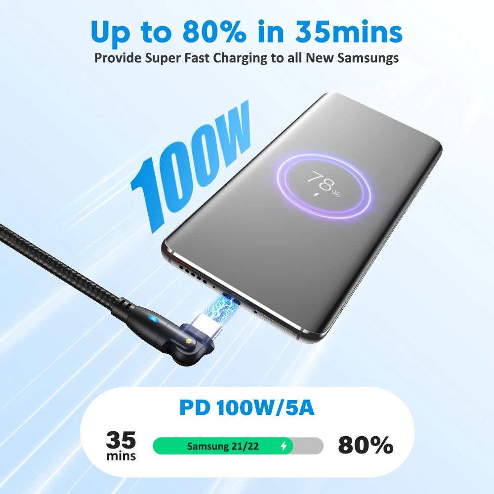 High Durability & Premium 3A Fast Charging Cable Type C for Samsung, 180 Rotation Apple iPhone Cable, Micro USB Charger Data Cable for Smartphones, Apple iPhone, Samsung, iOS &amp; Android