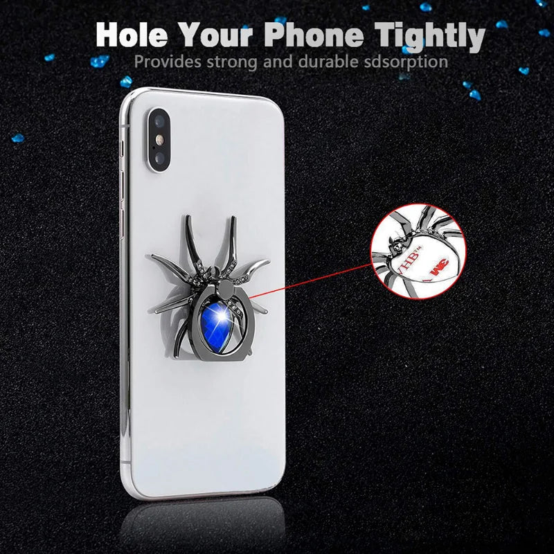 Universal Luxury Bling Diamond Metal Spider Phone Finger Ring Holder: 360° Rotatable Stand for Smartphones, Apple iPhone, Samsung, iOS & Android, Huawei, Xiaomi | Limited Edition