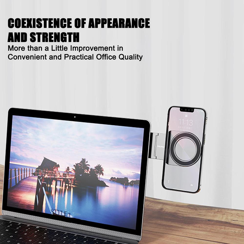 Luxury Magsafe Stand Auto Mount, Laptop Side Holder, Phone Holder, Desktop Magnet Mount for Auto Model Y 3 Laptop, Magsafe Stand S3M6 Smartphones, Apple iPhone, Samsung, iOS & Android