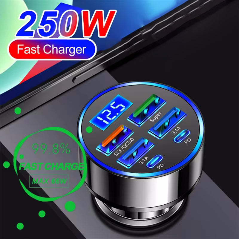 2024 Premium Bluetooth 5.2 FM Transmitter for Car, FM/Aux Bluetooth Adapter, Auto USB Charger, Bass Boost, 3-Port Charger | Car USB Charger Smartphones, Apple iPhone, Samsung, iOS & Android