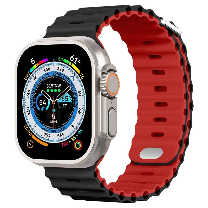 Ocean Strap Handgelenk Armband für Apple Watch | Weiches Premium Silikonarmband - Ultra 49mm bis 38mm & iWatch