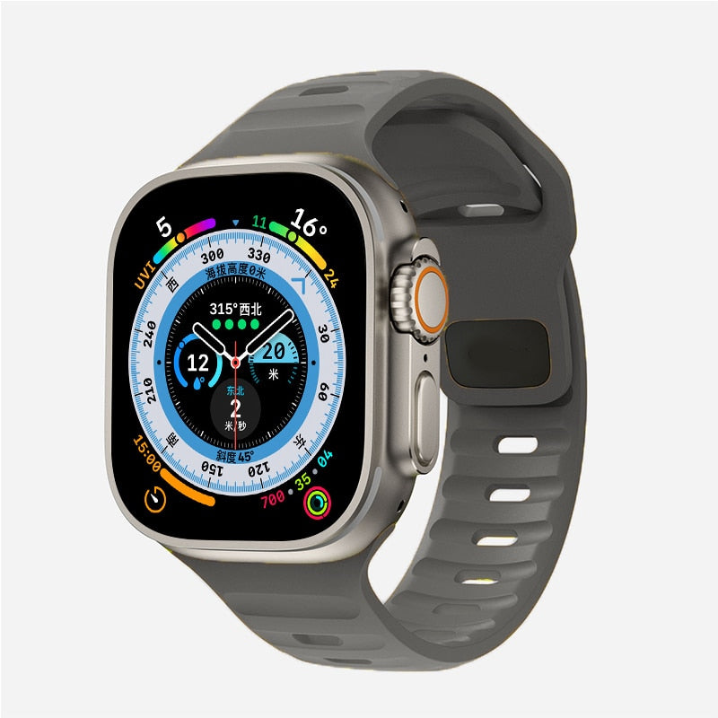 Premium Weiches Silikonarmband für Apple Watch | Elegant, Langlebig & Perfektes Sportarmband für jede Größe (49mm-38mm) 