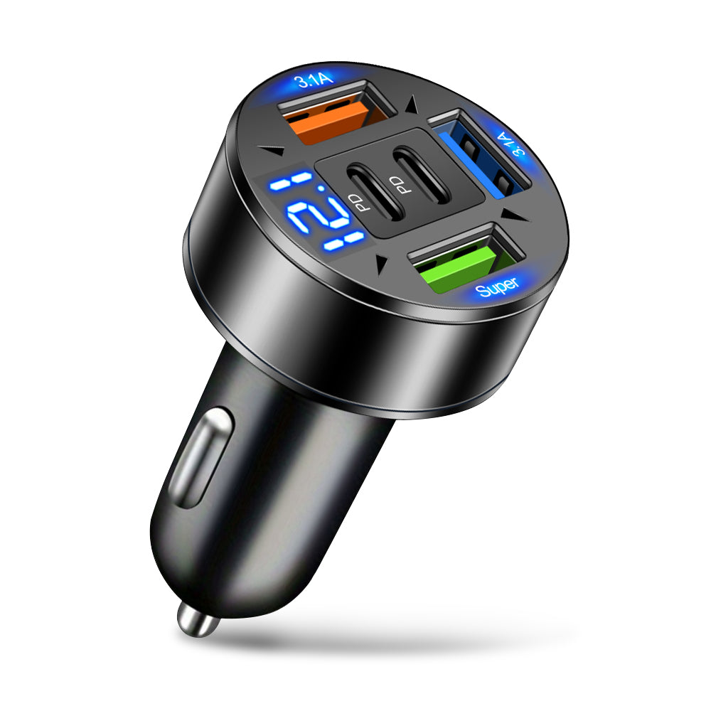 2024 Premium Bluetooth 5.2 FM Transmitter for Car, FM/Aux Bluetooth Adapter, Auto USB Charger, Bass Boost, 3-Port Charger | Car USB Charger Smartphones, Apple iPhone, Samsung, iOS & Android