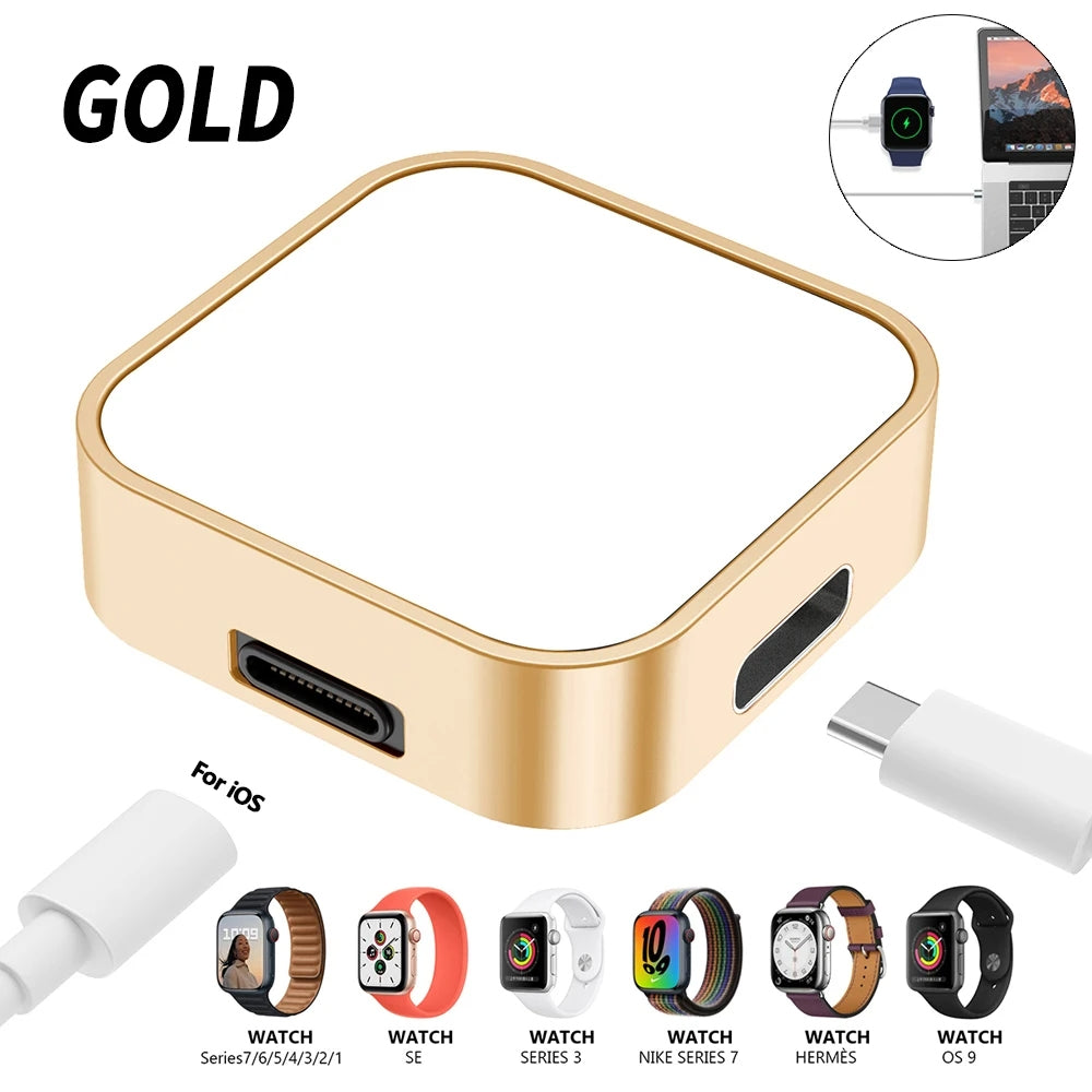 2-in-1 Charging Dock Stand 8-Pin Type-C Wireless Magnetic Charger for Apple Watch Ultra 49mm | Compatible with Apple Watch Series 10/9/8/7/6/5/4/3/2/1 & Ultra 2/1, SE: 2024, 2023, 2022, 2021, 2020, 2019, 2018, 2017, 2016,