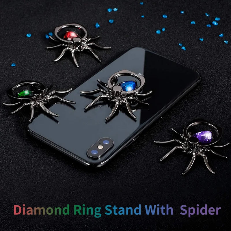 Universal Luxury Bling Diamond Metal Spider Phone Finger Ring Holder: 360° Rotatable Stand for Smartphones, Apple iPhone, Samsung, iOS & Android, Huawei, Xiaomi | Limited Edition