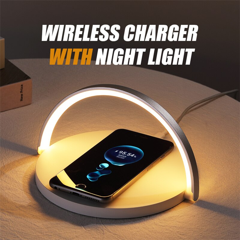 Wireless Fast Charging Dockingstation Ladegerät Pad Ständer Schreibtisch Tisch lampe Touch Nachtlicht 10w für iPhone Samsung