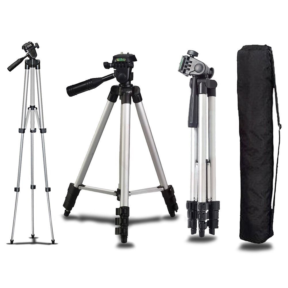 Professional Aluminum Travel Tripod, 140 cm for Videography & Photography: Quick Plate Mounting, Suitable for Smartphones, Apple iPhone 15/14/13/12/11 Pro Max/Plus/Mini, Samsung, Android, GoPro, Canon/Nikon DSLR/SLR