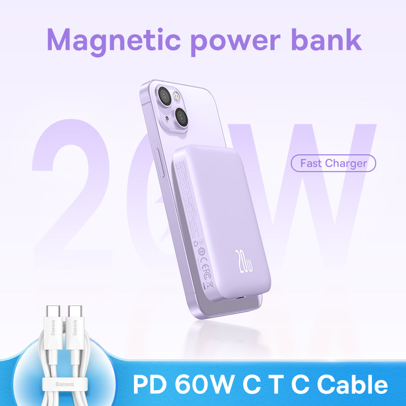 Premium Power Bank 10000mAh 20000mAh Mini – Magnetic Wireless Fast Charging | Auto-Wake for Smartphones, Apple iPhone, Samsung, iOS & Android | MagSafe Power Bank