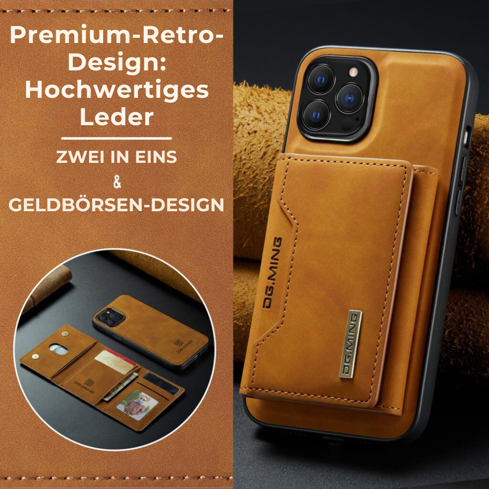 Premium 2-in-1 Magnetisches Geldbörse Leder Apple iPhone Hülle DG.MING 