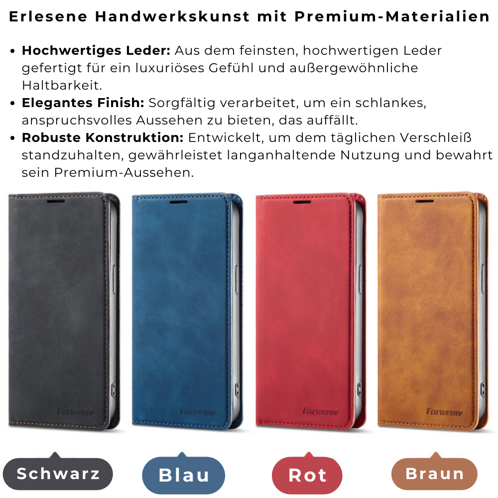 Geldbörse iPhone Flip Hülle | Luxus Business Portmonee Stoßfeste Leder Kartensteckplatz