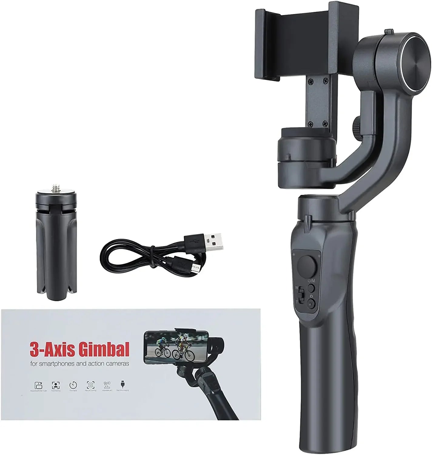 3-Axis Foldable Handheld Gimbal Stabilizer for Smartphones | Anti-Shake Video Recording for iPhone & Android Smartphones, Apple iPhone, Samsung, iOS & Android Vlogs