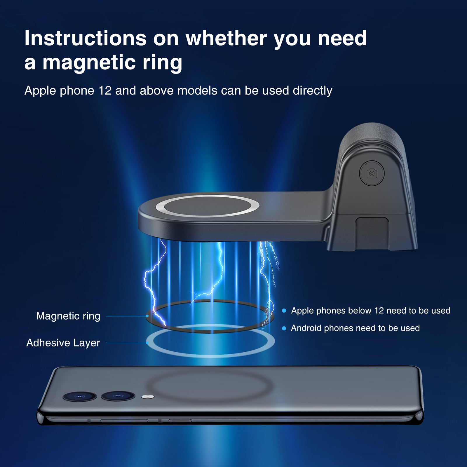 High-Quality Professional Magnetic Phone Holder with Bluetooth Remote, Magsafe Grip for Apple iPhone 15/14/13/12/11 Pro Max Plus Mini, Samsung & Android - Ideal for Photography/Videography Smartphones, Apple iPhone, Samsung, iOS & Android