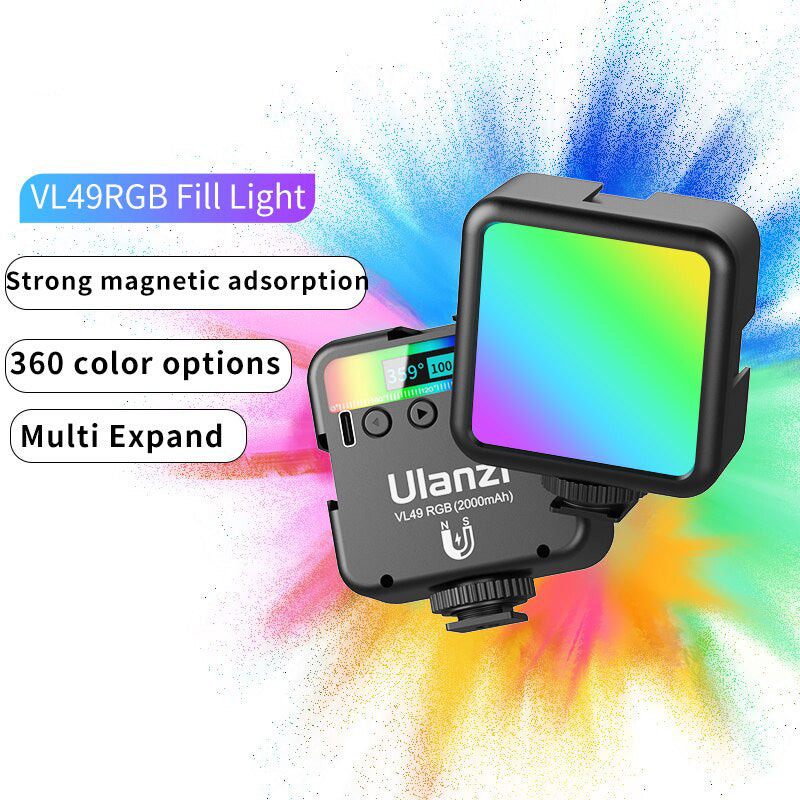 Hochwertiges VL49 RGB LED Licht Aufladen 2000mAh Füll Lampe für Smartphone Kamera GoPro TikTok Video Foto schießen | Klein