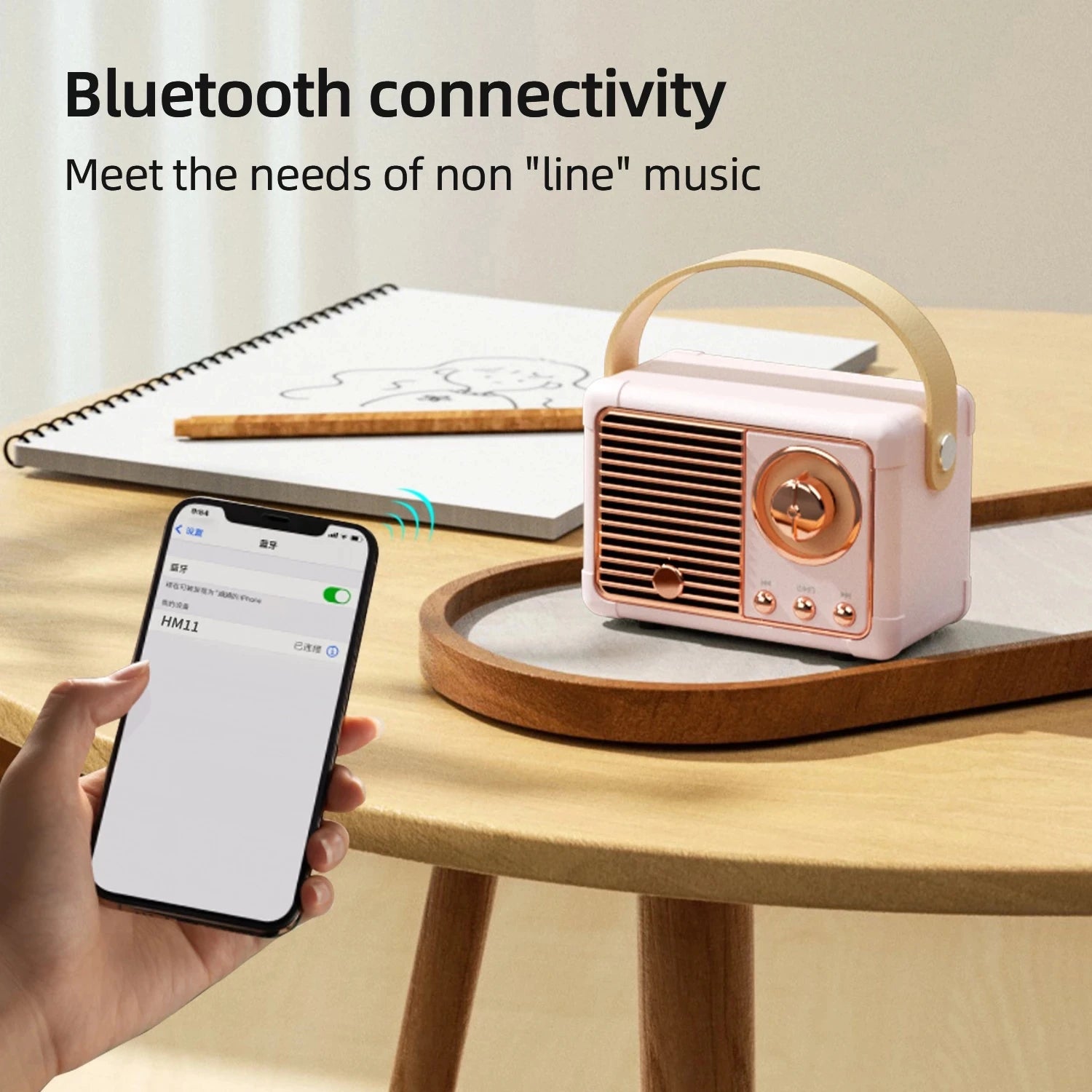 High-Quality HM11 Portable Bluetooth Speaker: Retro Old School Design, Wireless Bass Subwoofer, Waterproof, for Outdoor & Car | Stereo Music Box, Compatible withSmartphone, Laptop, Tablet, PC, Apple iPhone, iPad, MacBook, iOS, Android, Samsung