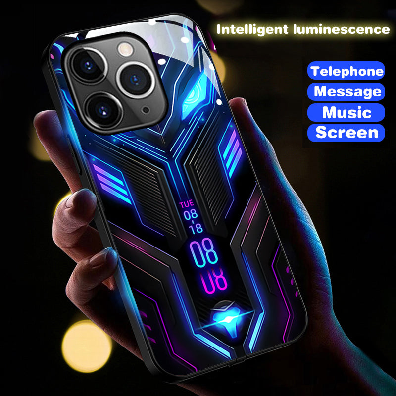 Luxury Ultra-Thin Apple iPhone LED Call Light Case with Camera Lens Protection: Punk Mecha Armor Protective Cover for iPhone 16/15/14/13/12 Pro Max Plus Mini - MagSafe Compatible