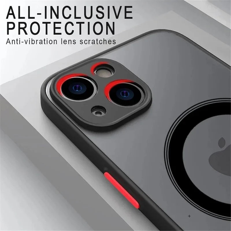 Luxurious Matte Magnetic Apple iPhone 16/15/14/13/12 Pro Max Plus Mini Case | Premium Shockproof Armor Cover with Camera Protection & Magsafe Wireless Charging