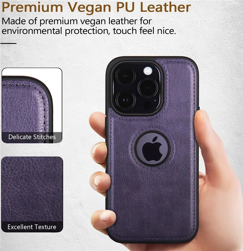 High-Quality Ultra-Thin Shockproof Leather Texture iPhone Case | MagSafe Case with Camera Lens Cover for Apple iPhone 16/15/14/13/12 Pro Max, Plus Cover | Armor Case, Bumper Cover Phone Case | Premium Protective Cover