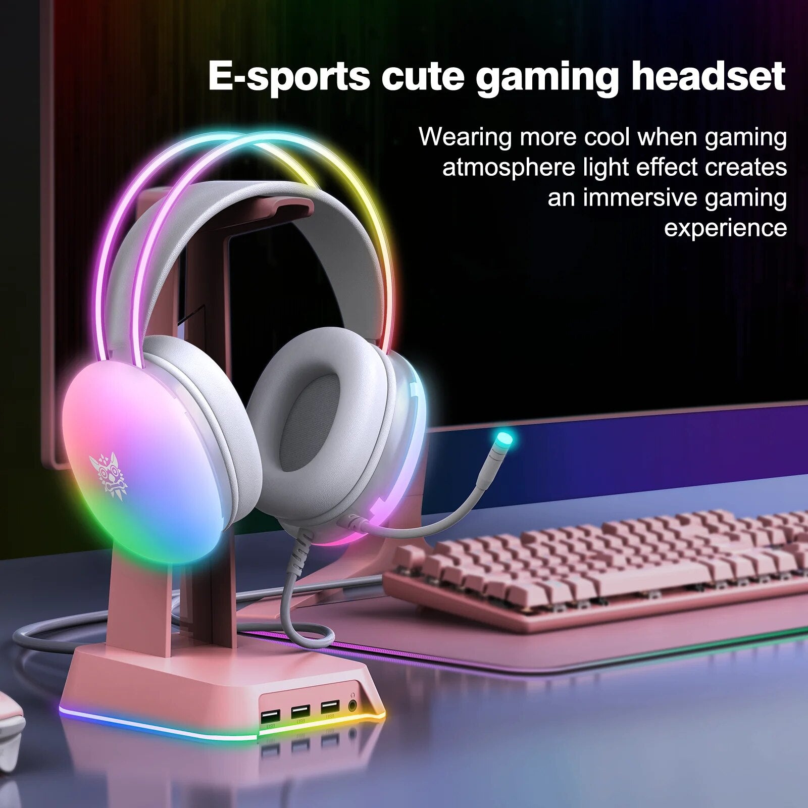 Premium Onikuma 2024 Neues Headset: Voll RGB PC Gaming Kopfhörer mit RGB-Leuchten für Gamerkollegen | Limitierte Auflage