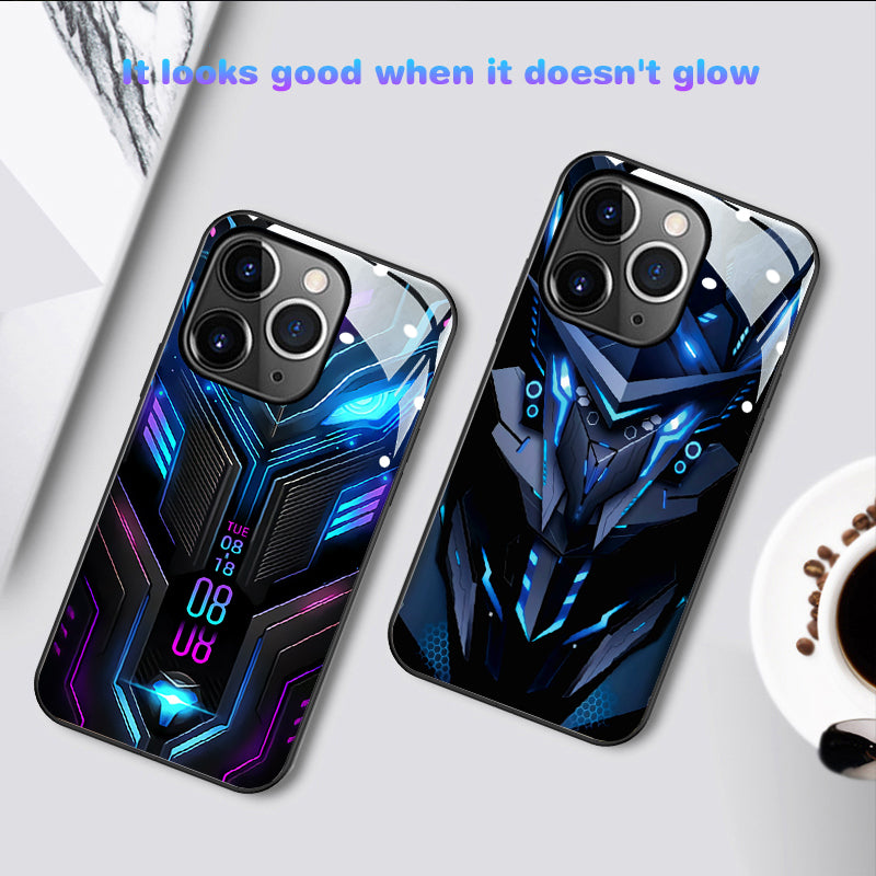 Luxury Ultra-Thin Apple iPhone LED Call Light Case with Camera Lens Protection: Punk Mecha Armor Protective Cover for iPhone 16/15/14/13/12 Pro Max Plus Mini - MagSafe Compatible