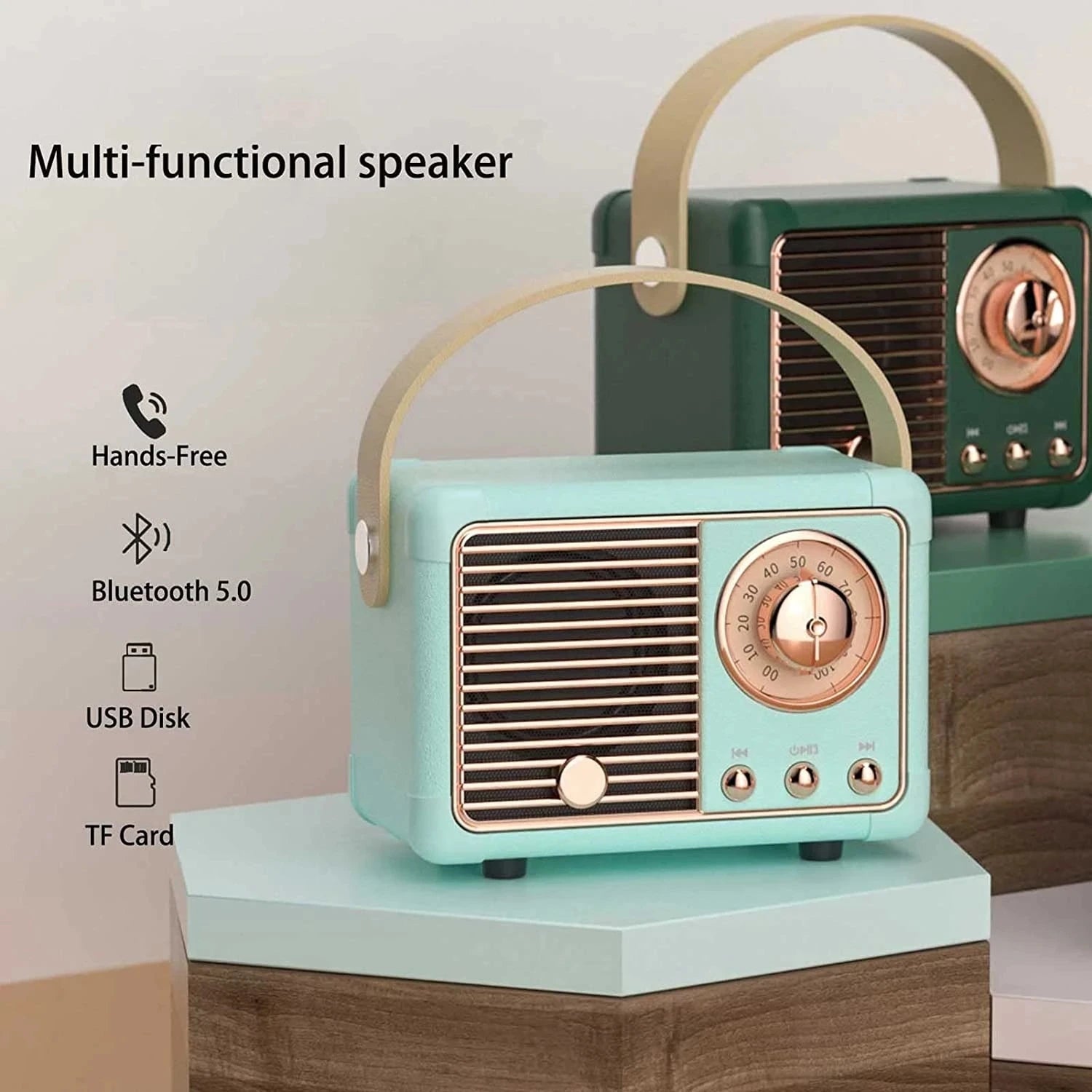 High-Quality HM11 Portable Bluetooth Speaker: Retro Old School Design, Wireless Bass Subwoofer, Waterproof, for Outdoor & Car | Stereo Music Box, Compatible withSmartphone, Laptop, Tablet, PC, Apple iPhone, iPad, MacBook, iOS, Android, Samsung