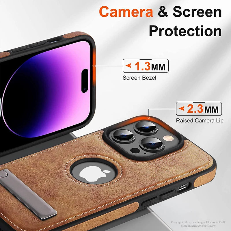 High-Quality Ultra-Thin Shockproof Leather Texture iPhone Case | MagSafe Case with Camera Lens Cover for Apple iPhone 16/15/14/13/12 Pro Max, Plus Cover | Armor Case, Bumper Cover Phone Case | Premium Protective Cover