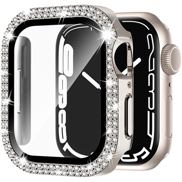 Bling Glasabdeckung für Apple Uhrengehäuse 45mm 41mm 40mm 44mm 42mm 38mm | Luxus Diamant Stoßstange Displayschutz