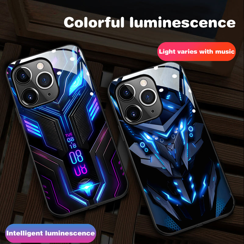 Luxury Ultra-Thin Apple iPhone LED Call Light Case with Camera Lens Protection: Punk Mecha Armor Protective Cover for iPhone 16/15/14/13/12 Pro Max Plus Mini - MagSafe Compatible