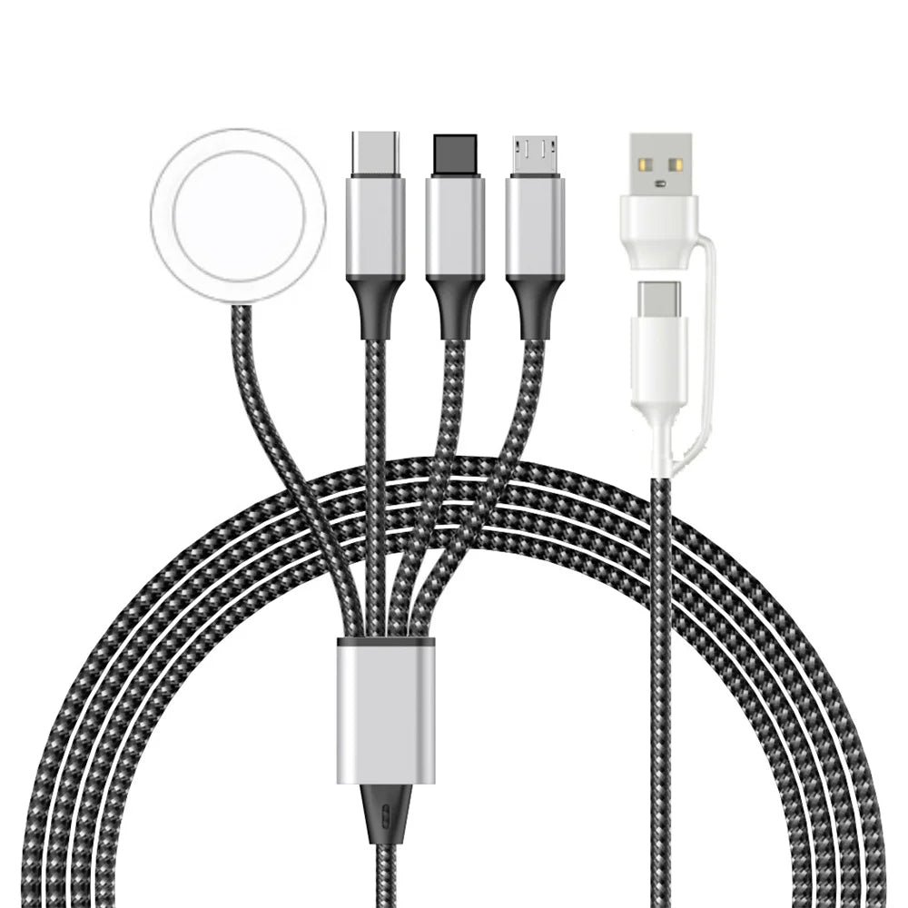 4-in-2 Premium USB-Lade-Datenkabel für Smartphones, Apple iPhone, Samsung, iOS & Android | iWatch Typ-C Schnell-Ladekabel von hoher Qualität