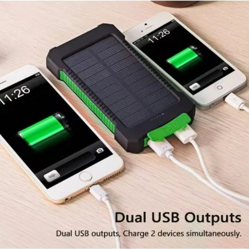 High-Quality Power Bank 20000mAh Solar Charger | Portable External Battery with 5V Fast Charging and Super Bright Flashlight for Smartphones, Apple iPhone, Samsung, iOS & Android  On-the-Go