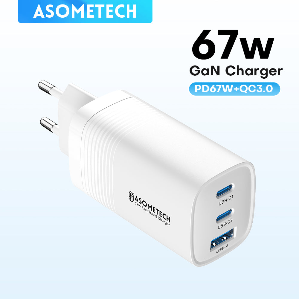 Premium Tech GaN USB Type C Charger 65W 45W PPS PD QC 4.0 | Fast Charger for Smartphones, Apple iPhone, Samsung, iOS & Android MacBook, Laptop, iPad, AirPods, Tablet, iOS,