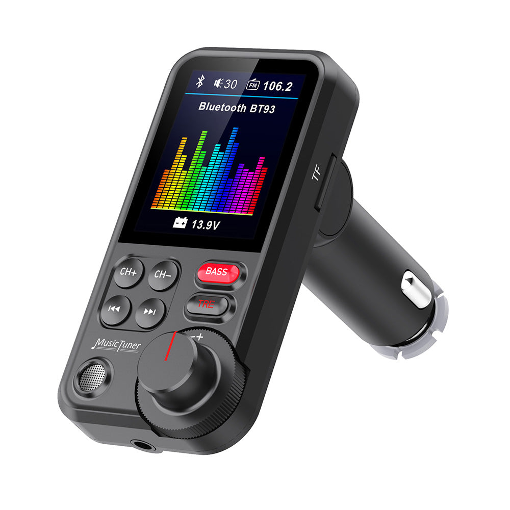 Premium Car USB Phone Charger & Bluetooth FM Transmitter | Supports QC 3.0 Charging, Sound Control, Music Player for Treble and Bass Smartphones, Apple iPhone, Samsung, iOS & Android