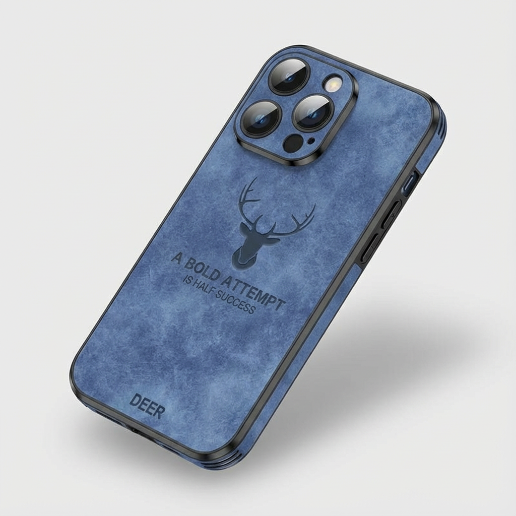 Hochwertige Hirschleder Apple iPhone-Hülle mit Kameralinsenschutz und stoßfestem Silikonüberzug - Phone Heaven Zone