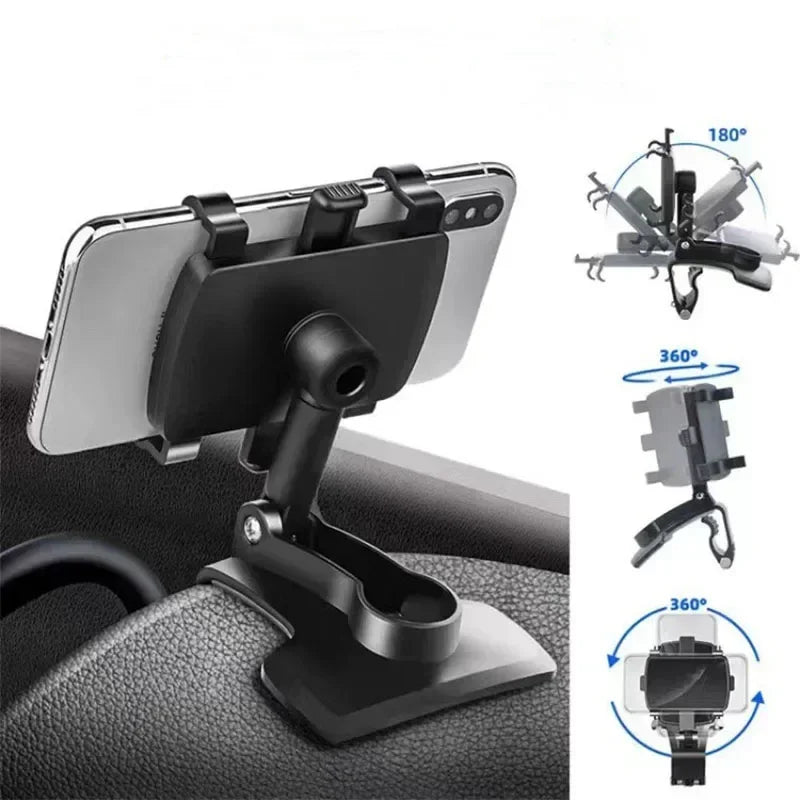 Premium 3-in-1 Adjustable Car Phone Holder for Smartphones, Apple iPhone, Samsung, iOS &amp; Android | Dashboard, Rearview Mirror & Sun Visor Mount - Lightweight & Universal for 3-7 inch Phones