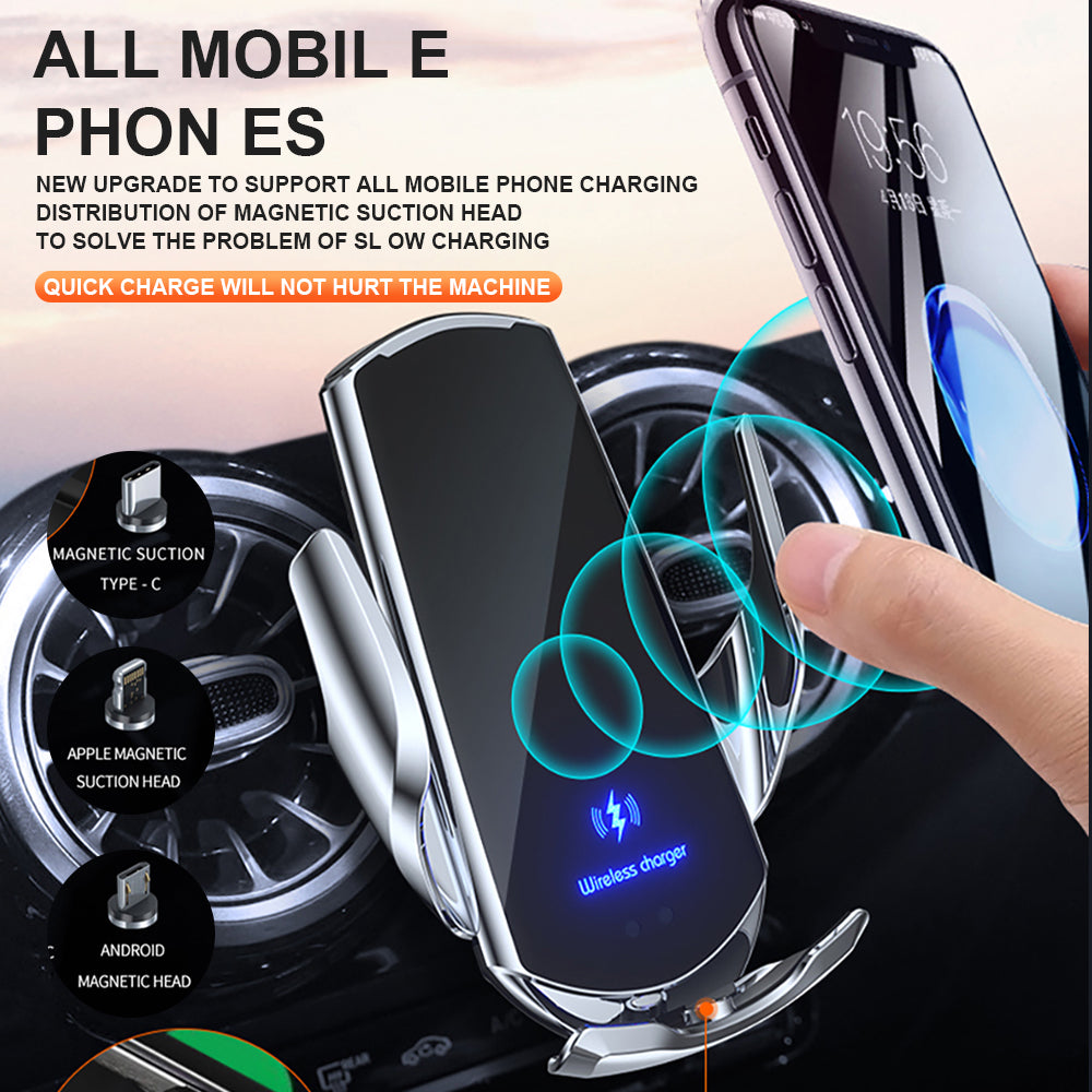 Car Wireless Phone 30 W Fast Charger |  Premium USB Type-C with Magnetic Infrared Sensor, LED Indicator & Car Mount - Compatible with Smartphones, Apple iPhone, Samsung, iOS & Android