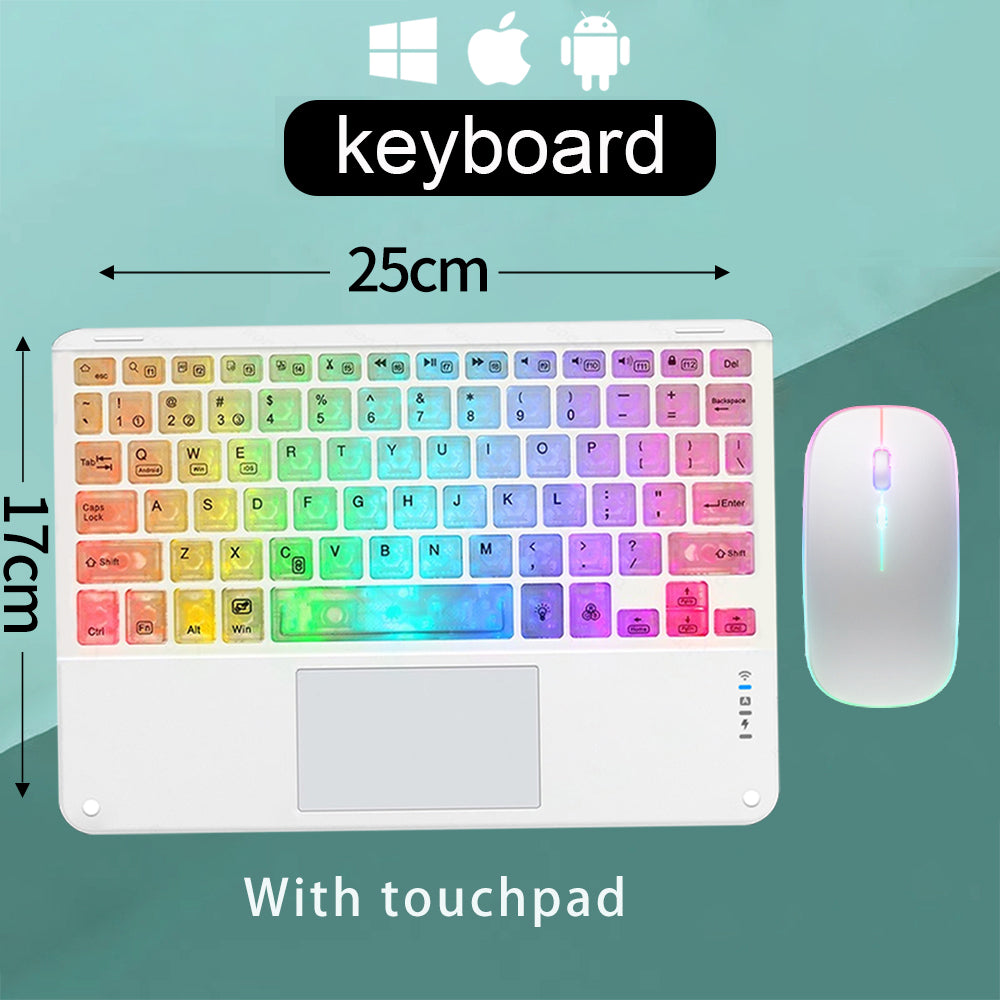 10-Inch Backlit for iPad/Pro/Air/Mini: 10/9/8/7/6/5/4/3 Series: Keyboard and Mouse Backlight | Premium Bluetooth Keyboard For iOS Android Windows Wireless Keyboard and Mouse