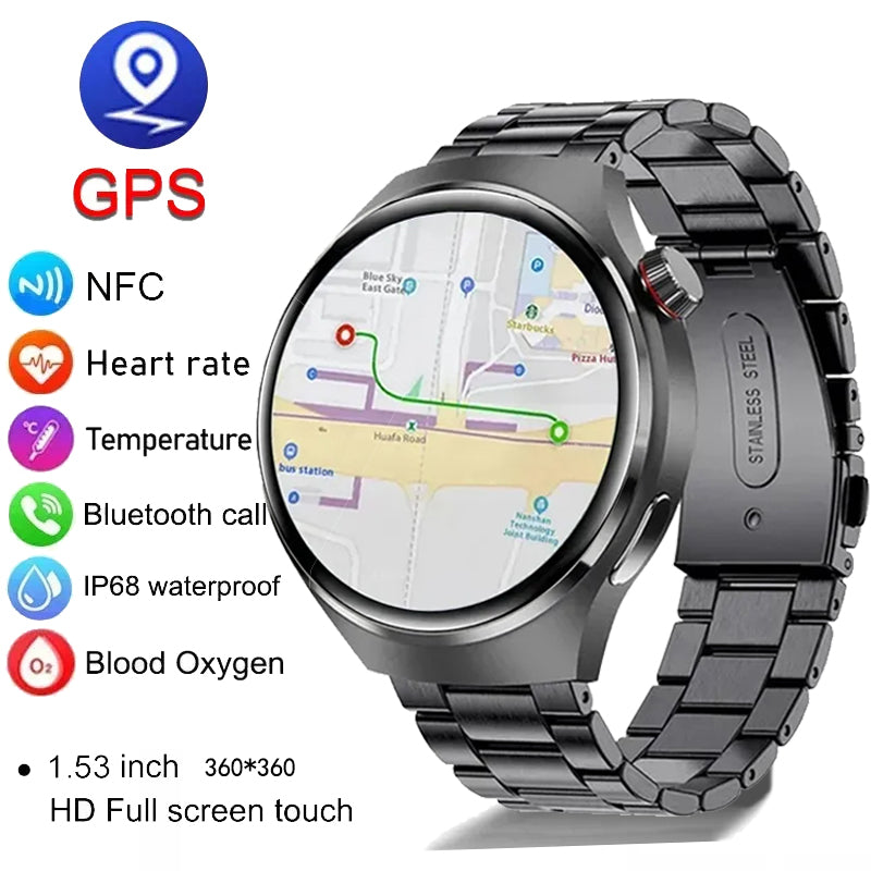 Neu für Hochwertiges GT4 Pro Smartwatch Männer: IP68 NFC GPS Tracker, AMOLED 360*360 HD Bildschirm, Herzfrequenz,