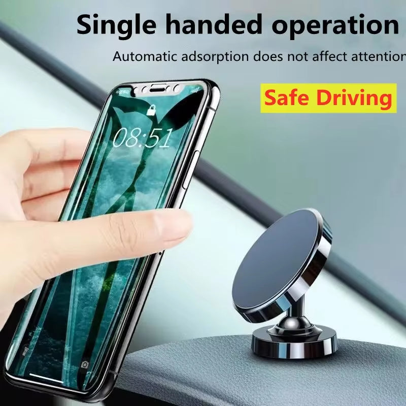 Luxury Magnetic Car Phone Holder: GPS Phone Mount for Smartphones, Apple iPhone, Samsung, iOS & Android, Xiaomi, Huawei, OnePlus