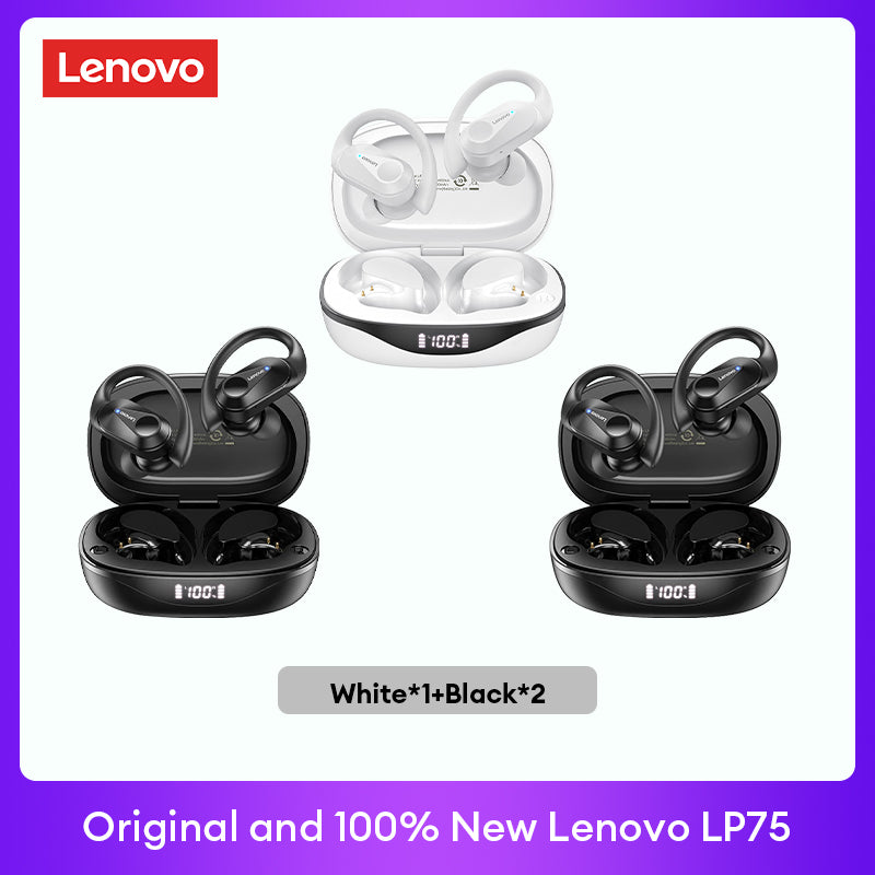 Lenovo LP75 Premium Bluetooth 5.3 Headphones TWS Wireless Sport LED Digital Display HiFi Stereo Noise Cancelling Gaming Earbuds | Limited Edition