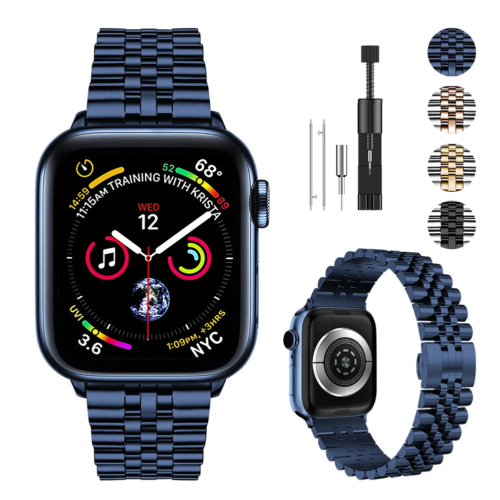 Metal Band for Apple Watch 49mm, 45mm, 44mm, 42mm, 41mm, 40mm | Premium Stainless Steel Bracelet for iWatch Ultra10/9/8/7/6/5/4/3/2/1 & Ultra 2/1, SE: 2024, 2023, 2022, 2021, 2020, 2019, 2018, 2017, 2016SE | Top-Quality Strap