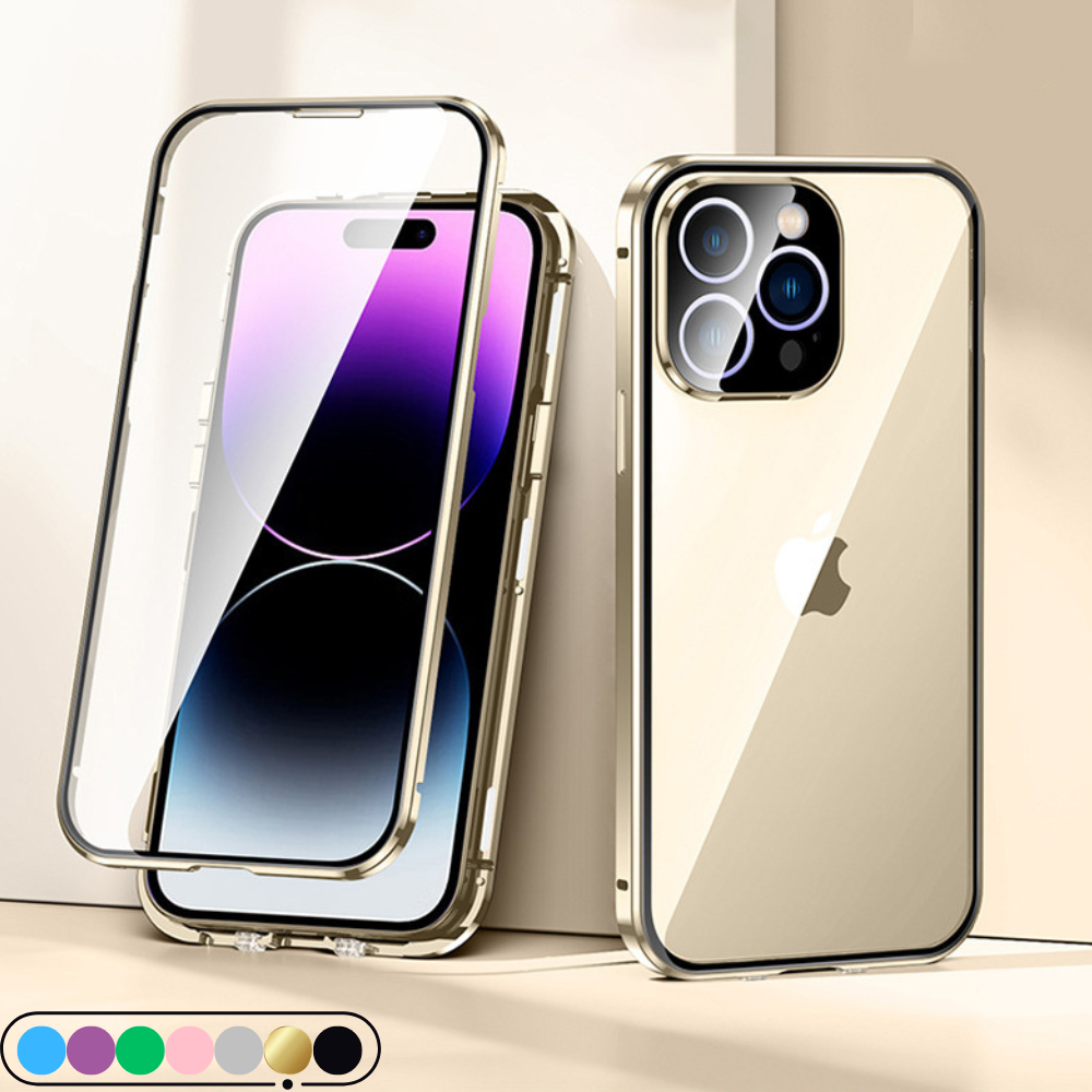 Exklusive Magnetische Glas-Metallrahmen Apple iPhone Hülle | 360° Abgedichtete Stoßfeste Premium Glas-Schutzhülle - Phone Heaven Zone