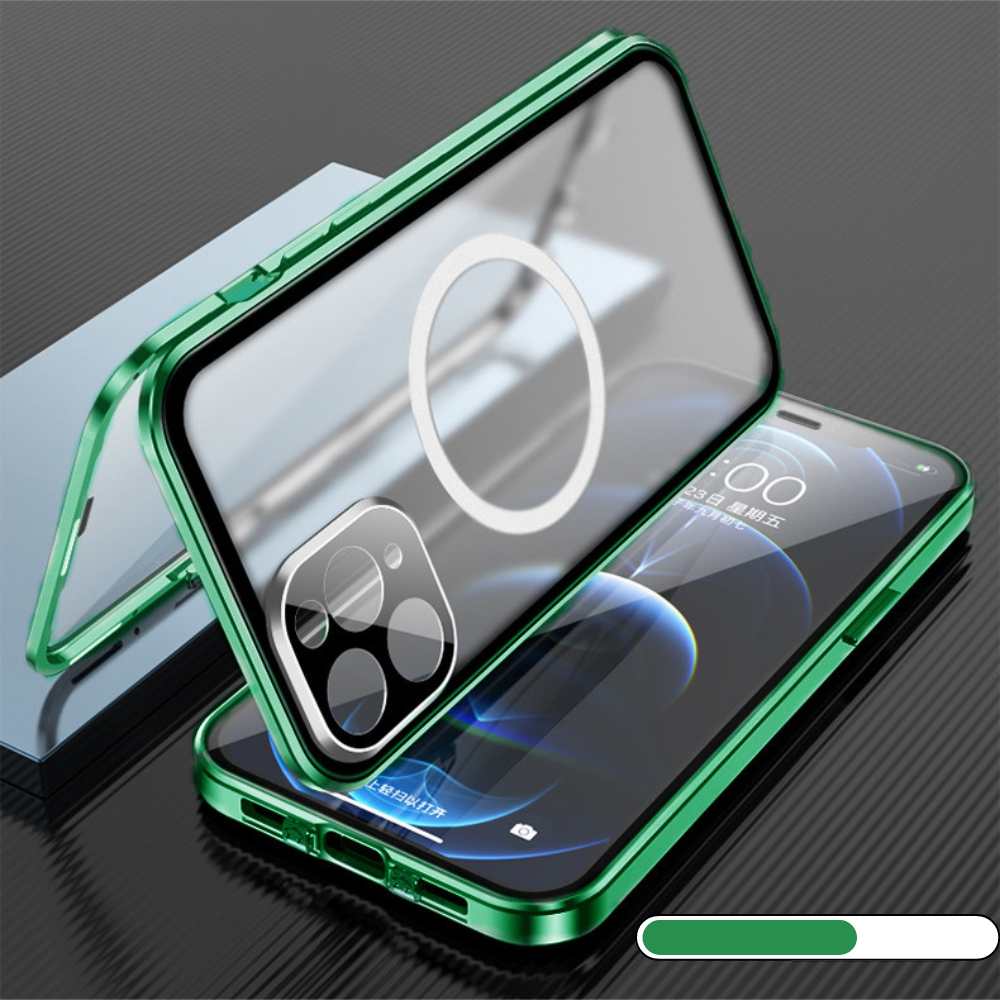 Magnetischer Glas-Metallrahmen Apple iPhone Hülle | Magsafe-kompatibel, 360° Vollschutz, Aluminiumlegierung, Transparente Glasschutzabdeckung mit Kameraschutz - Phone Heaven Zone