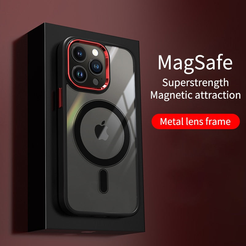 Klar HD Premium Magnetische Magsafe Drahtlose Lade | Stoßfeste Transparente Hybrid Rüstung iPhone Hülle